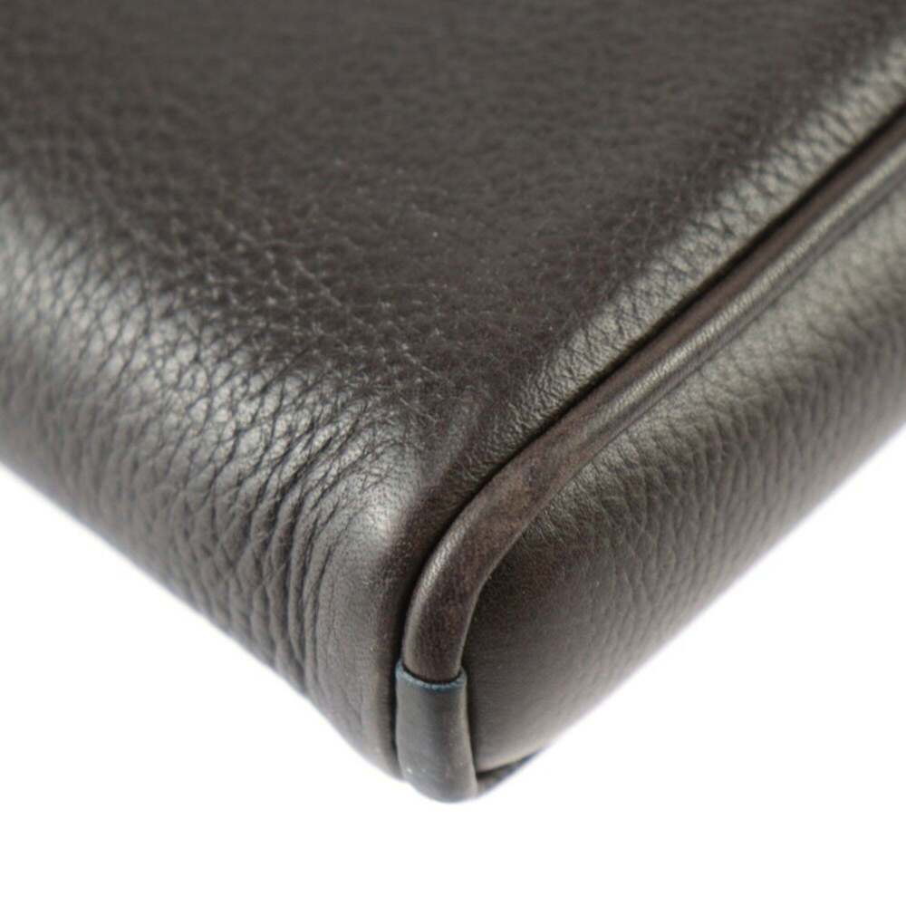 LOUIS VUITTON Authentic Brown Leather Clutch Bag - Picture 5 of 8